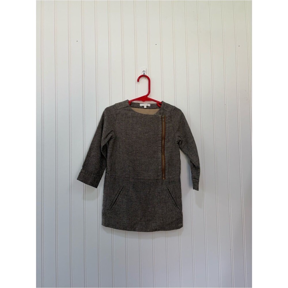 Chloe Gray Knit Girls' herringbone with Asymmetrical Zip